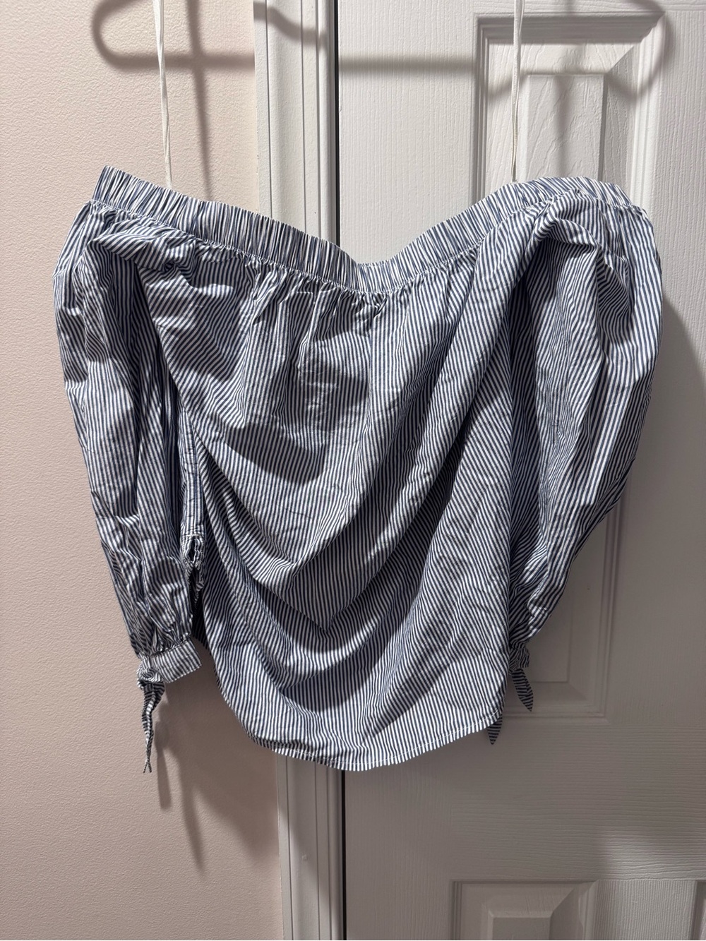 Abercrombie & Fitch Blue Stripe Off Shoulder Top Small